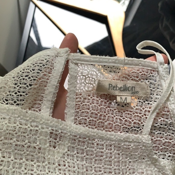 Rebellion Boho Lace Spaghetti Strap Top Beautiful in White Color - Picture 4 of 4